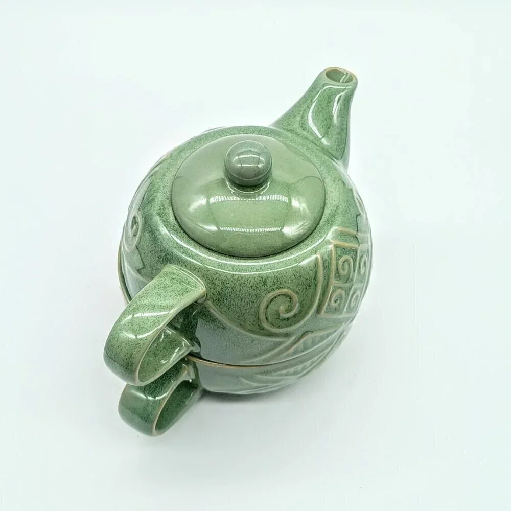 Pier 1 Sage Green Stoneware Stackable Teapot Cup For One NWT